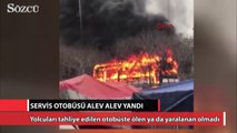 Bayrampaşa’da servis otobüsü alev alev yandı