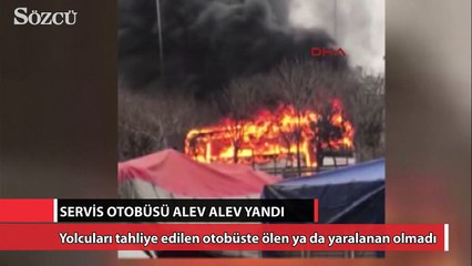 Bayrampaşa’da servis otobüsü alev alev yandı