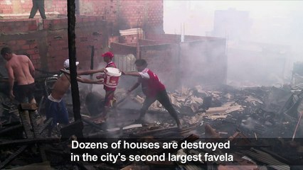Destructive fire rages through Sao Paulo favela