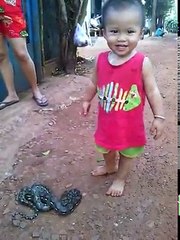 Little Child With Dangers Snake
