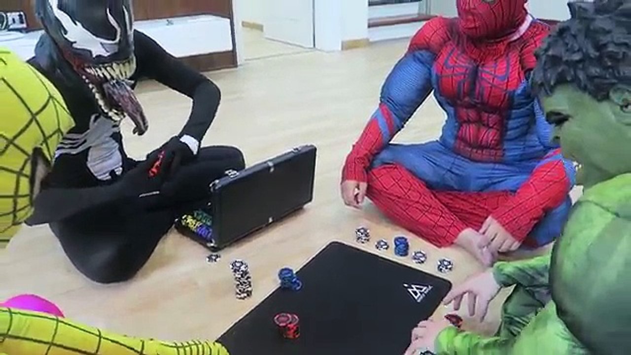 Spiderman & Yellow Spiderman VS Hulk Vs Venom Vs Spiderman Muscle in Real Life Enjoy a vie