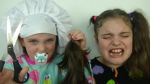 Bad Baby Annabelle Cuts Victoria Hair Cookie Baking Fail Hidden Egg Toy Freaks