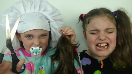 Bad Baby Annabelle Cuts Victoria Hair Cookie Baking Fail Hidden Egg Toy Freaks