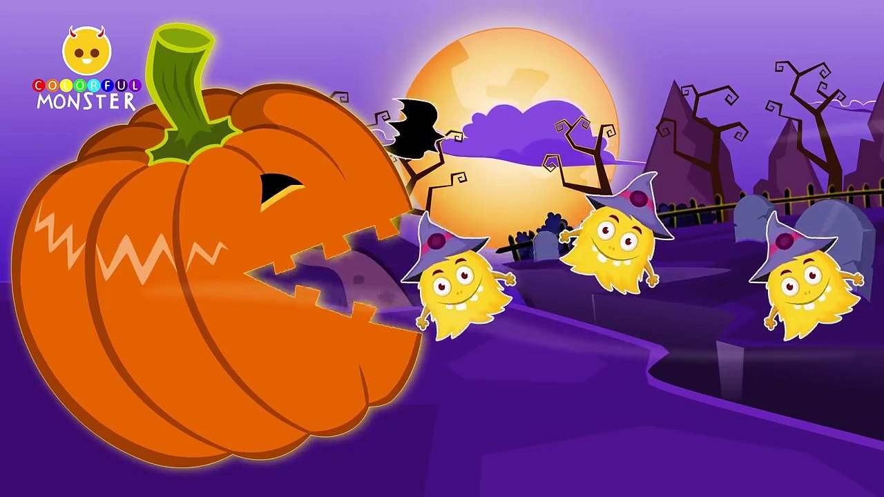 Learn Colors with Halloween Pacman Pumpkin Colours for Kids Monsters Halloween Videos for Children