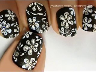 Blossoms flowers nail art easy nail art