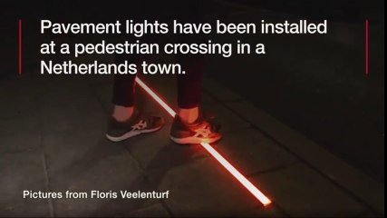 Pavement Lights Have Been Installed at a Pedestrian Crossing in Netherlands