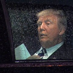 President Donald J Trump practices his lines in car ahead of his first address to Congress