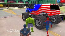 Camiones monstruo de Colores y Rimas infantiles y Hulk Superman Spiderman Animadas Canciones para los niños