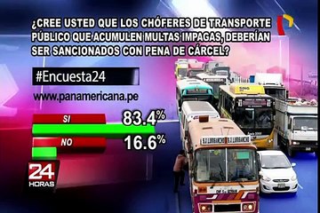 Encuesta 24: 83.4% cree que choferes con multas impagas deben ser sancionados con cárcel