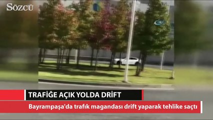 Trafik magandası drift için yolu kapattı