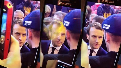Macron se reçoit un oeuf au Salon de l'agriculture 2017
