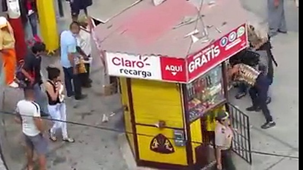 Deux chiens qui se batte en plain ville