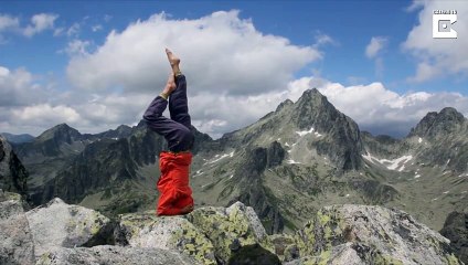 Yoga Poses Performed on Mountain Edge