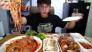 밴쯔▼[EngSub] 족발 보쌈 쟁반국수 먹방[Jokbal Bossam MukBang] 150705