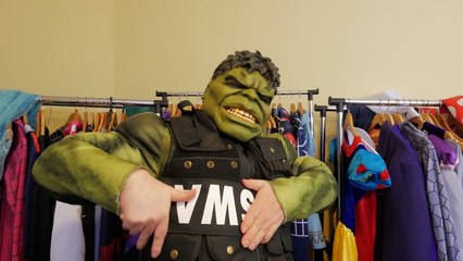 Frozen Elsa & Spiderman S.W.A.T. GUN Training! w/ Maleficent Rapunzel FUN IRL Superhero in