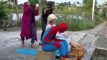 Spiderman vs Frozen Elsa snake crab insects Joker Pranks vs Catwomen Fun Superheroes