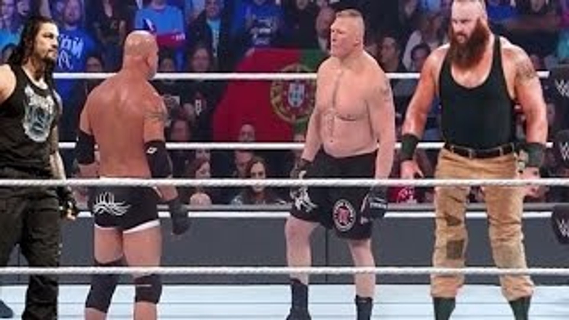 Raw 2017 Goldberg Vs Roman Reigns Vs Brock Lesnar Vs Braun