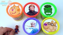 Чашки укладки игрушки играть doh пластилин замороженные Эльза peppa свинья Паук Халк учим цвета для детей