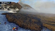 Video/ Pamjet me dron të vullkanit që po rrezikon edhe Shqipërinë