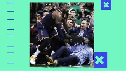 LeBron James has near courtside collision with Bill Belichick