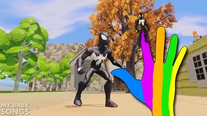 BLACK SPIDERMAN vs VENOM COLORS DANCE Finger Family 3D - Nursery Rhymes Song Lyrics