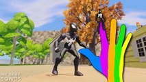 BLACK SPIDERMAN vs VENOM COLORS DANCE Finger Family 3D - Nursery Rhymes Song Lyrics