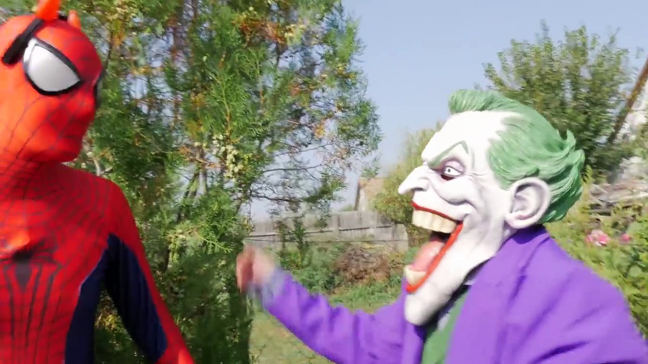 JOKER Loses his Clothes! w/ Spiderman Frozen Elsa Mickey Mouse American Captain in Real Li