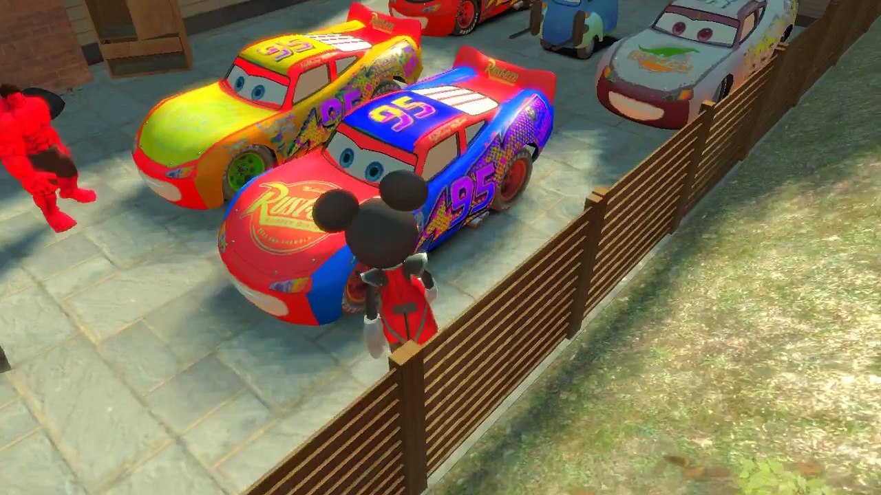 HULK & Mickey Mouse FUN & Batman & Custom Lightning McQueen CARS Colors! + Children Songs & Rhymes