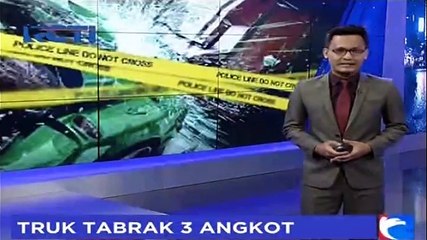 Rem Blong, Truk Tabrak Tiga Angkot yang Sedang Ngetem