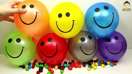 6 MM Balloons Compilation - Six Funny Faces Candy Balloon Finger songs - Learning colours