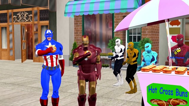 Spiderman Incy Wincy Spider | Hot Cross Buns | Rain Rain Go Away | Colors Song Nursery Rhy