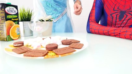 Человек-паук становится дьяволом против замороженные elsa Ангел! ж/Джокер, Малефисента, розовый Человек-паук конфеты