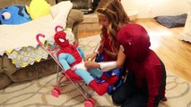 Spiderman vs Frozen Elsa   Bad BABY JOKER Kidnapped by Maleficent vs Superman, Spidergirl