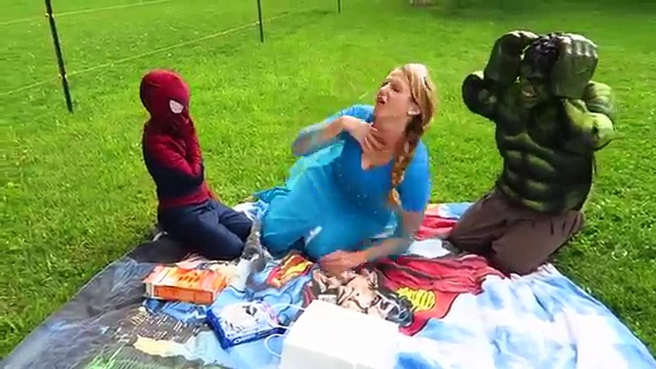 Frozen Elsa & Spider-man Eat Giant Donut vs Joker Deadpool Spidey Funny Superhero Movie in
