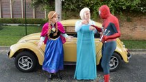Frozen Elsa McDONALDS DRIVE THRU Prank! w/ Spiderman Joker Anna Movie Kids Toys in Real Li