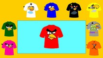 Angry Birds T-Shirts Colors for Children to Learn | Kids Learning Videos | Colours for Kid