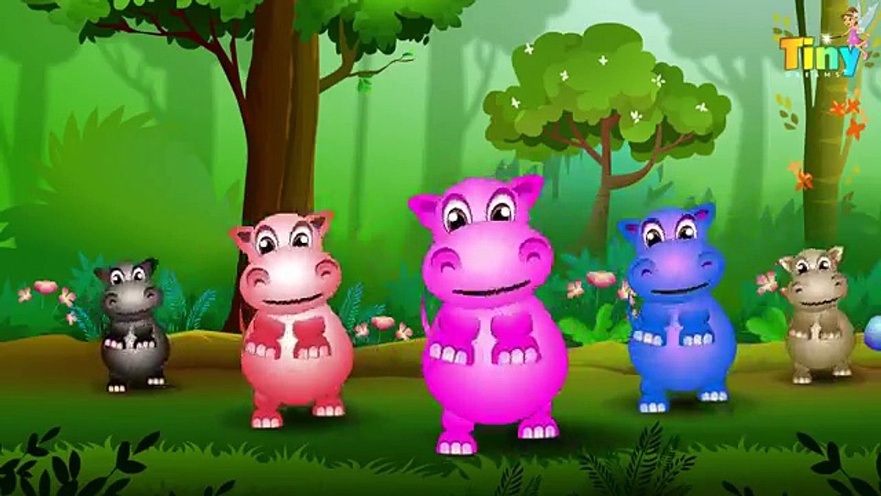 Five Little Hippos Jumping On The Bed | Nursery Rhymes for Kids