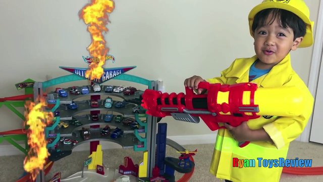 FIRE ON HOT WHEELS ULTIMATE GARAGE playset Disney Cars Toys Kid Firefighter Fire Engine Toy Truck