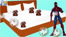 Five Little Monkeys Jumping on The Bed Nursery Rhymes Baby Song Spider Man Incredible Hulk