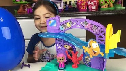 Giant Play Doh Surprise Egg Bubble Guppies Toy Stacking Cups Supermarket Frozen Elsa Molly