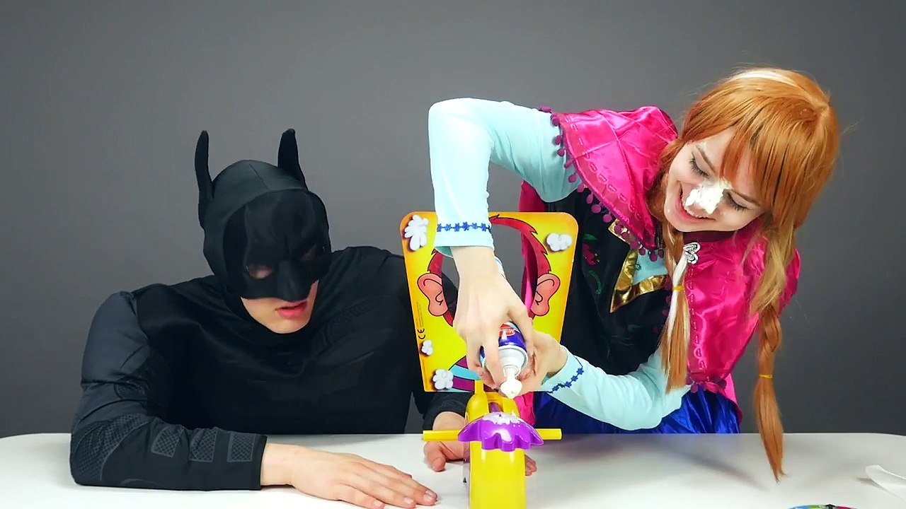 Disney Frozen Elsa vs Superman - PIE FACE CHALLENGE! Funny Superhero Movie in Real Life
