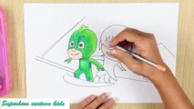 Как нарисовать ПИДЖЕЙ маски персонажей раскраски для детей: Луна-девушка и Гекко учим цвета для