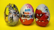 Surprise Eggs Spiderman, Penguins of Madagascar, Kinder Sorpresa huevo chocolate by lababymusica
