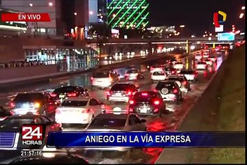 Aniego causa congestión vehicular en la Vía Expresa