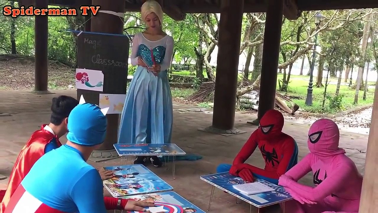 Pink Spidergirl Becomes a Mermaid Spiderman, Frozen Elsa Joker! Superhero fun in real life