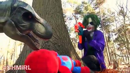 Spiderman vs Zombie in Real Life Spiderman Zombie, T Rex & Joker - Fun Superhero in Real L