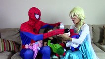 Spiderman & Frozen Elsa   babies! w/ Pink Spidergirl, Catwoman, Hulk baby, Spiderbaby,