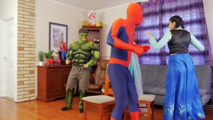 Frozen Elsa & Spiderman DANCE CHALLENGE! w/ Joker Anna Hulk Fun Kids Superheroes In Real L
