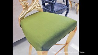 The Interior Gallery Reviews | Modern Luxury Bar Stool - Gold Frame - Dark Green Velvet - Diana