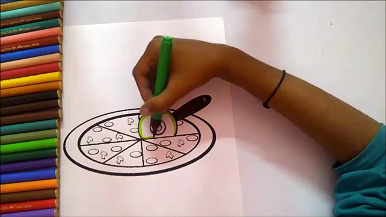 COLOURING -- PIZZA 1-- FOR KIDS --